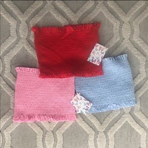 Red smocked crop top